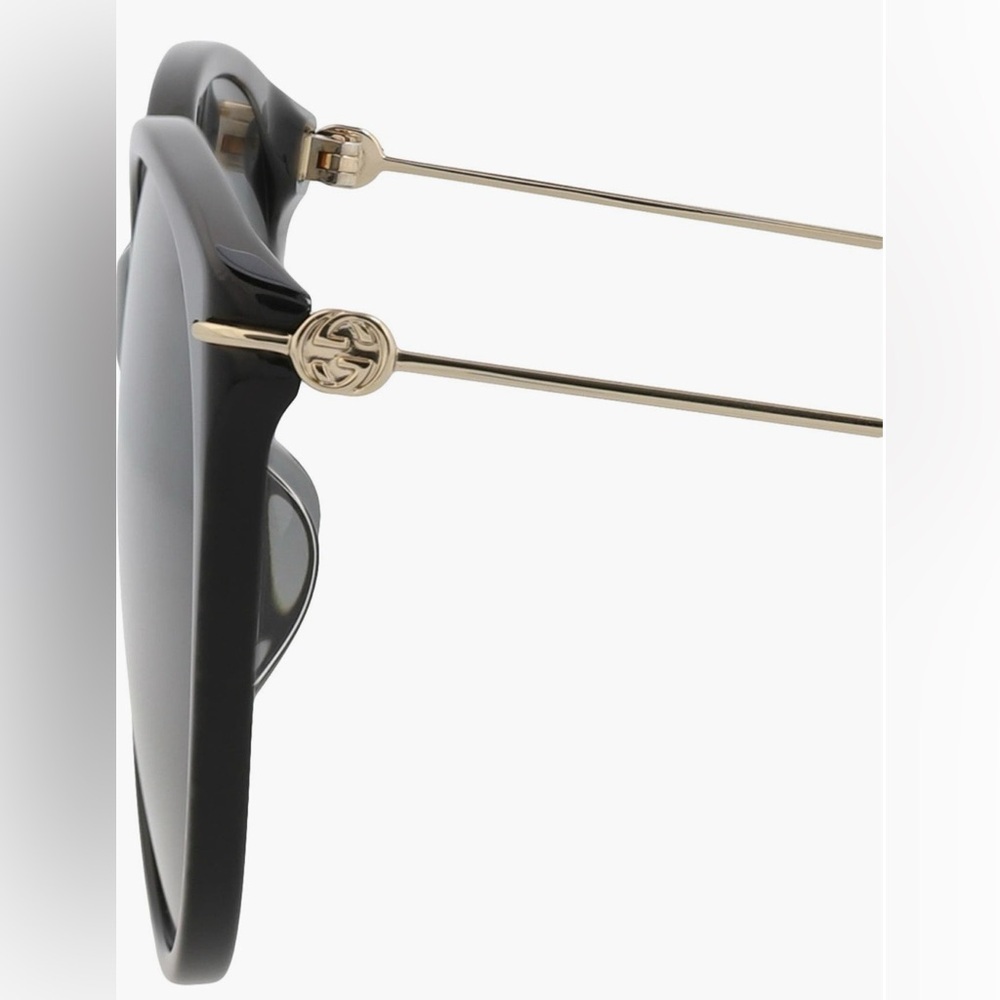 Gucci 58mm Oversize Round Sunglasses Black Gold GG Logo NWT - Picture 3 of 13